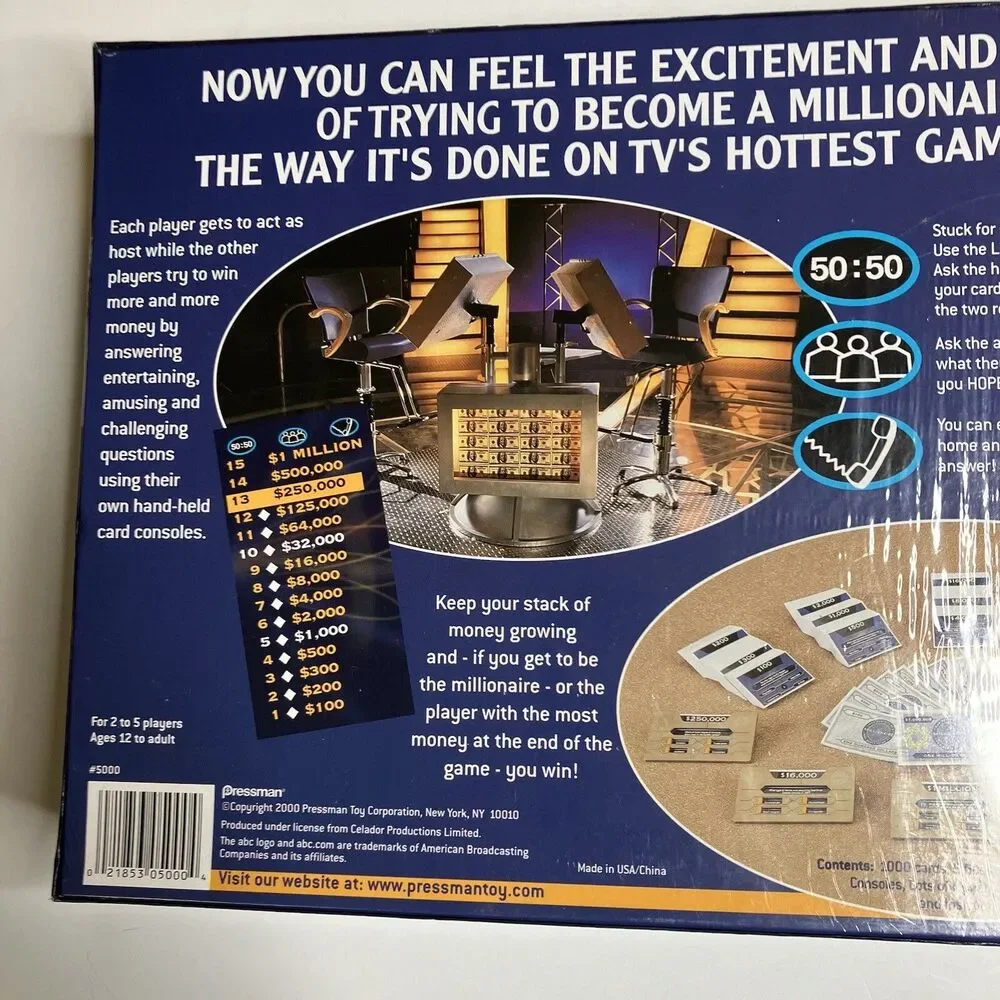 WHO WANTS TO BE A MILLIONAIRE 2000 Pressman FAMILY BOARD GAME Sealed New